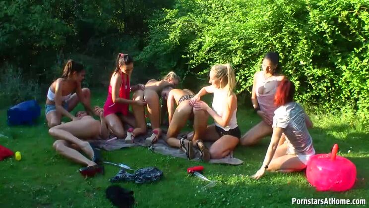 [Tainster] - Sexy Outdoor Oil Party - Rachel, Jenny, Victoria in Girls-Only Fun