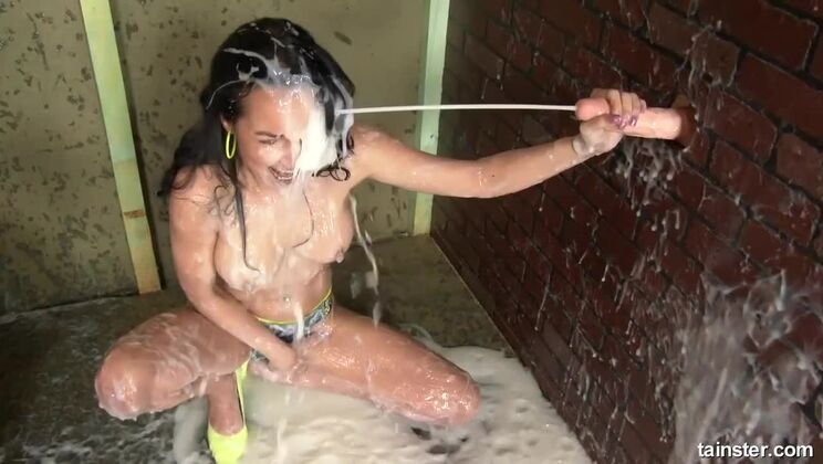 Solo Francys Belle Covers Herself in Cream: Fetish & Big Tits Action