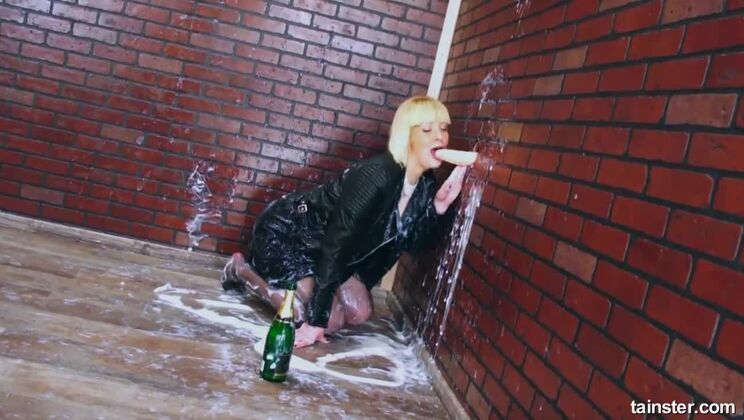 Blonde in Leather Lingerie, a Cum Filled Fantasy