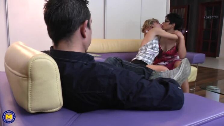 Lesbian Threesome with Mature Housewives Becky and Gizelda B.