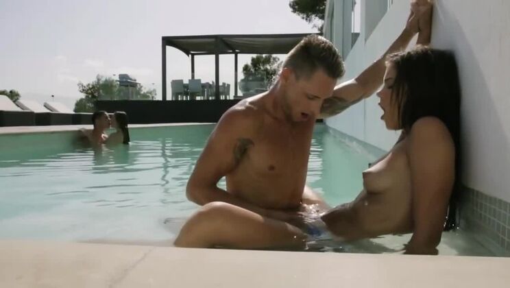 Carrie and Two Guys in a Sexy Outdoor Setting