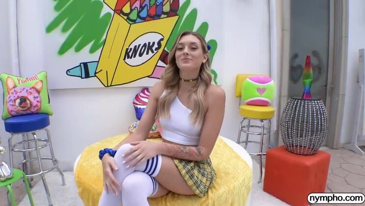 [Nympho] - Blonde Bombshell Charlotte Sins in Tattooed Stockings - Charlotte Sins