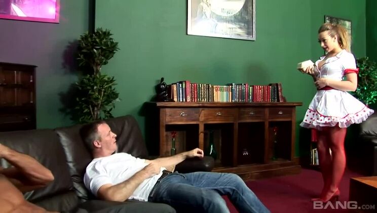 [BANG.com] - Stockinged Miss Gets Deepthroat Blowjob