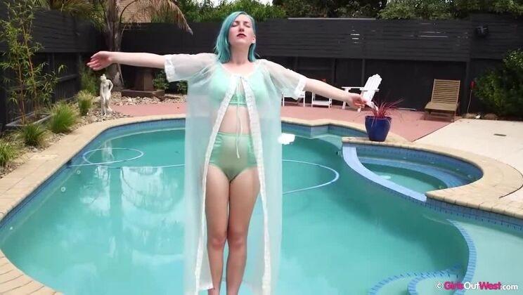 [GirlsOutWest] - Hairy Brunette Babe Arial Outdoor Solo