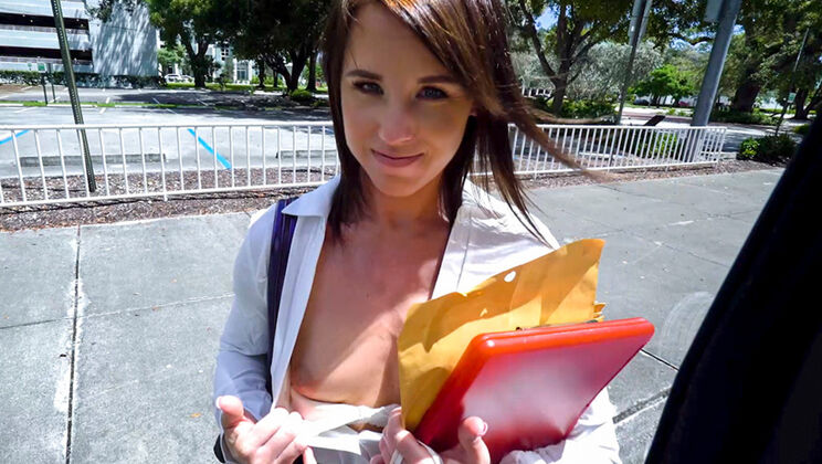 [BangBus] - Amateur Brunette Riley Jacobs Sucks And Fucks - Tony Rubino - Riley Jacobs