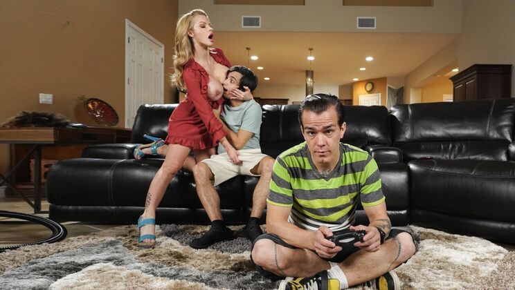 Shaved Pussy MILF in Thong Gets Fucked