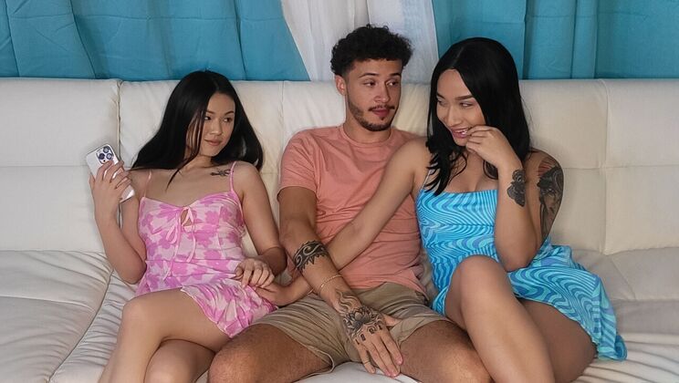 [TeensLoveHugeCocks] - Threesome with Two Horny Brunette Teens - Lulu Chu - Avery Black - Apollo Banks