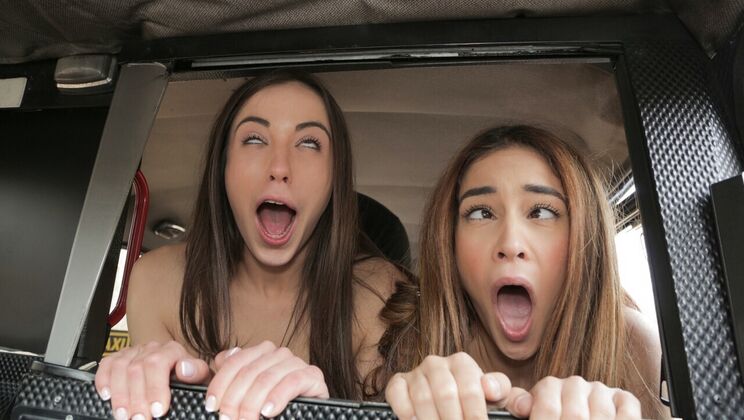 [FakeTaxi] - Brunette Lesbians Face Sit & Spank Cabbie POV
