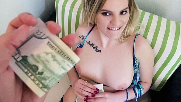 [StreetBlowJobs] - Blonde Teen Gets Cumshot on Beach - Tyler Steel - Crystal Young