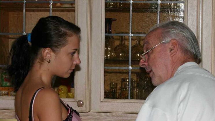 [Oldje] - Kitchen Maid with Natural Tits Gets Doggystyle