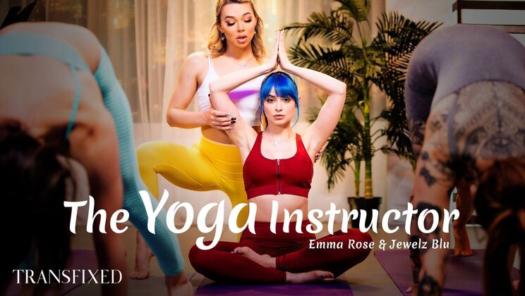 [Transfixed] - Blonde Shemale's Yoga Session Turns Hot - Jewelz Blu - Emma Rose