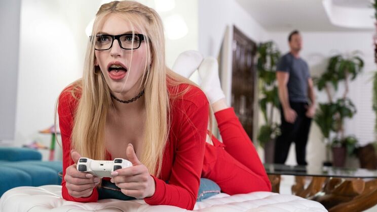 [TransAngels] - Pierced Gamer Takes Big Cock Creampie