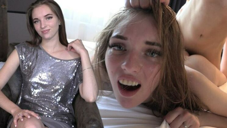 Amateur Brunette Slut Takes Deepthroat in Rough Threesome