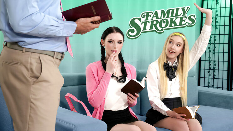 [FamilyStrokes] - Skinny Blondes Get Naughty In Bible Study