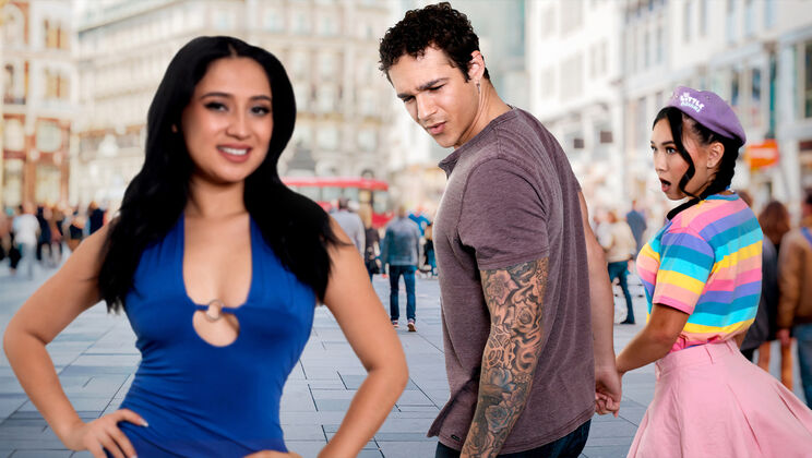 Hot Asian Latina Threesome with Kimmy Kimm & Jayden Marcos - Double Blowjob & Cum in Mouth