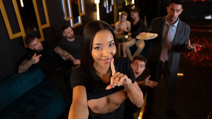 [RKPrime] - Interracial Fuck: Asian Waitress Takes European Cock Standing - Jimmy Bud - Lia Lin