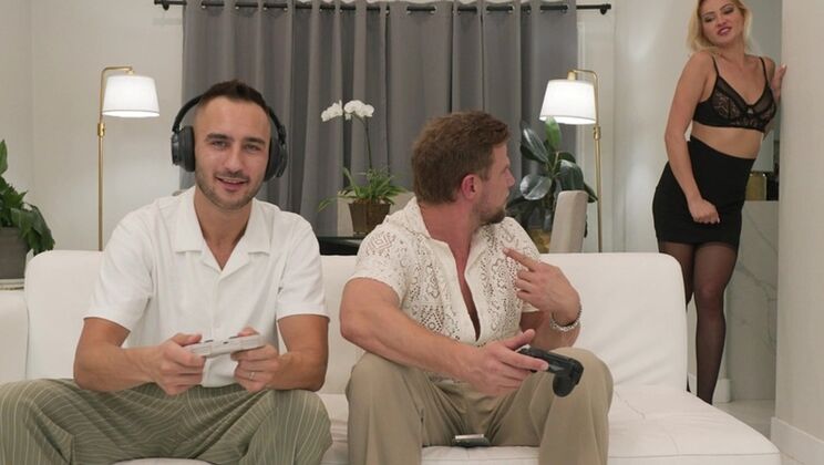 [PornWorld] - Blonde Bombshell Seduces Two Men for Nonstop DP Fucking